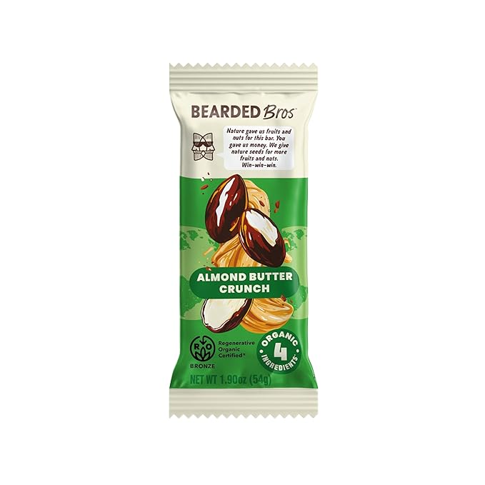 Bearded Brothers, Organic Vegan Protein Energy Bars, Almond Butter Crunch (10 Pack) - Gluten Free