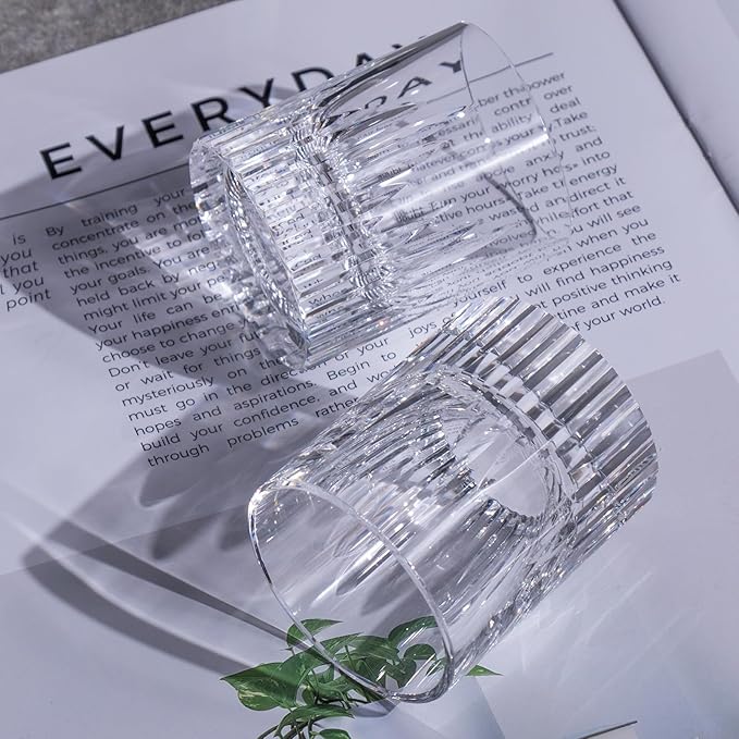 KAMMAK Crystal Whiskey Glasses Set of 2, Luxury 2.03oz Old Fashioned Glasses Stemless, Handcrafted