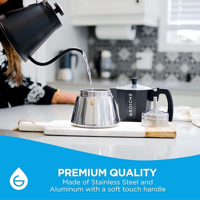 GROSCHE Milano Induction Stovetop Espresso Maker Moka Pot for Greca, Induction, Electric & Gas