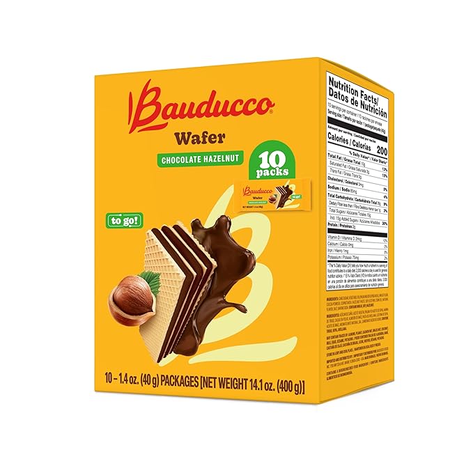 Bauducco Wafer Cookies, Chocolate Hazelnut, Single Serve, 14.1 oz (Pack of 10) - Individually