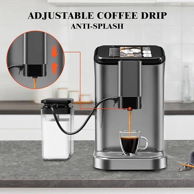 Fully Automatic Espresso Machine with Smart TFT Touchscreen, Brewing System and Automatic Milk
