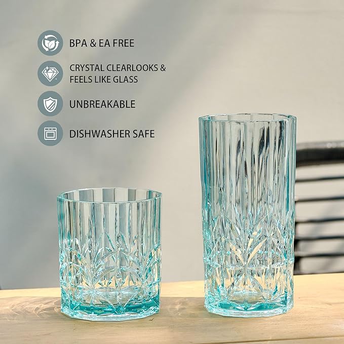 BELLAFORTE Shatterproof Tritan Plastic Tall Tumbler, Set of 4, 18oz - Myrtle Beach Drinking Glasses