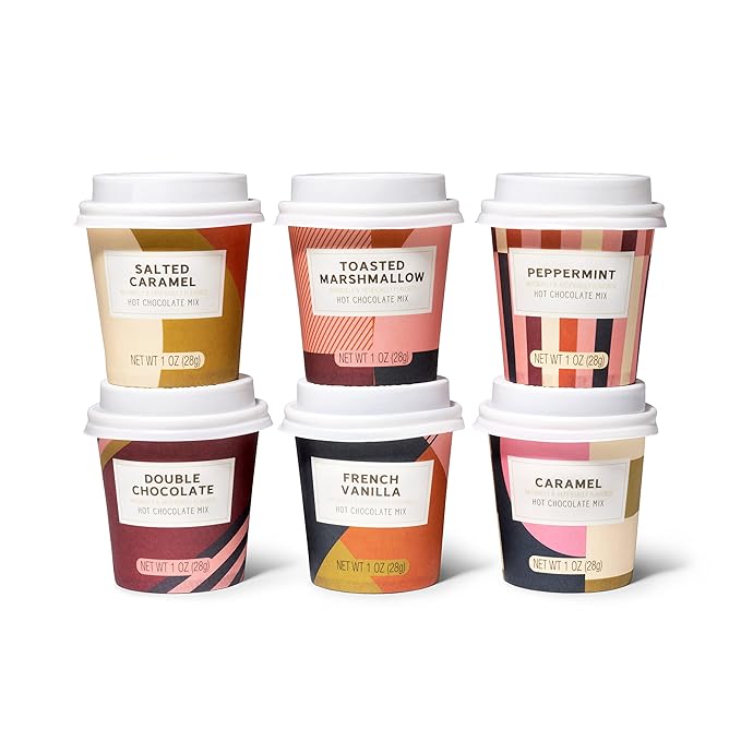 Bombombs Hot Chocolate Mix Gift Set in Mini Cup Packaging, Flavors Include Double Chocolate, French