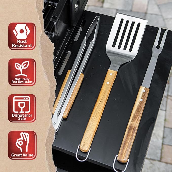 BBQ-AID Pro BBQ Metal Spatula - 17" Barbecue Spatula Stainless Steel with Serrated Knife Edge