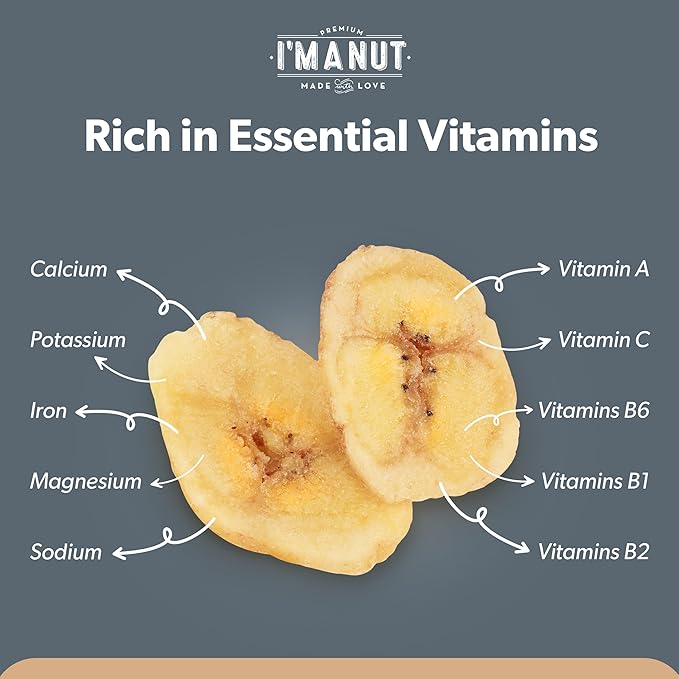 Premium Dried Banana Chips 48oz | Non-GMO, Batch Tested Gluten & Peanut Free | Ethically Sourced