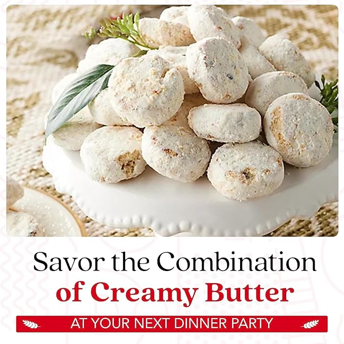 David's Cookies Gourmet Butter Pecan Meltaway Round Tin with Crunchy Pecans and Powdered Sugar