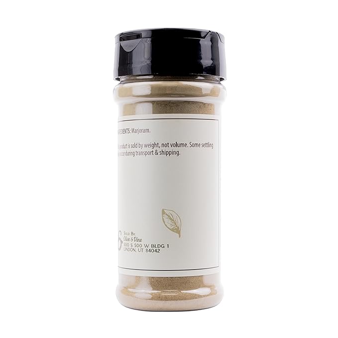 Olive & Vine Ground Marjoram, Earthy & Sweet, Seasoning for Soups, Stews, and Roasts, With Rich