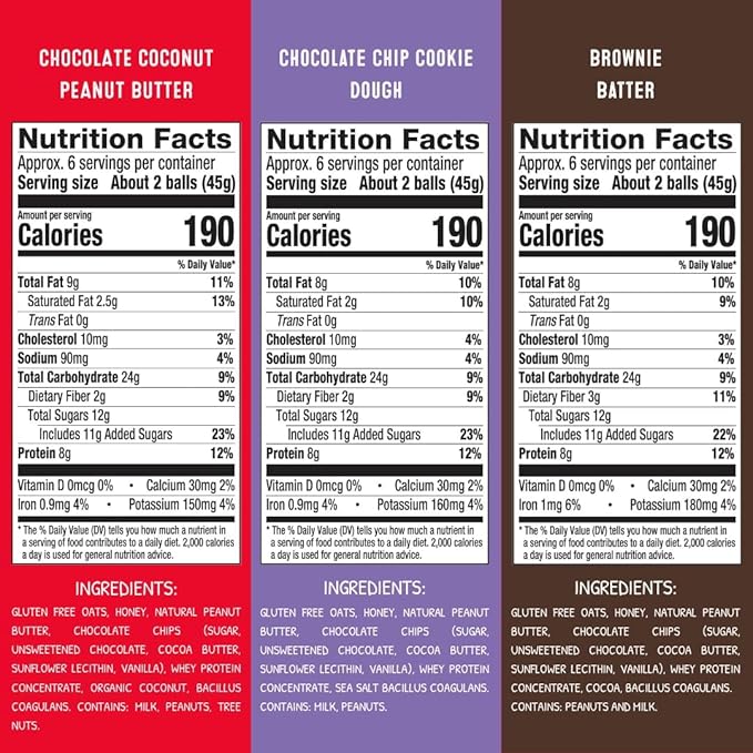 simplyFUEL Ultimate Protein Ball Variety Pack - Whole Food Balls with Probiotics - 8g Protein Snack