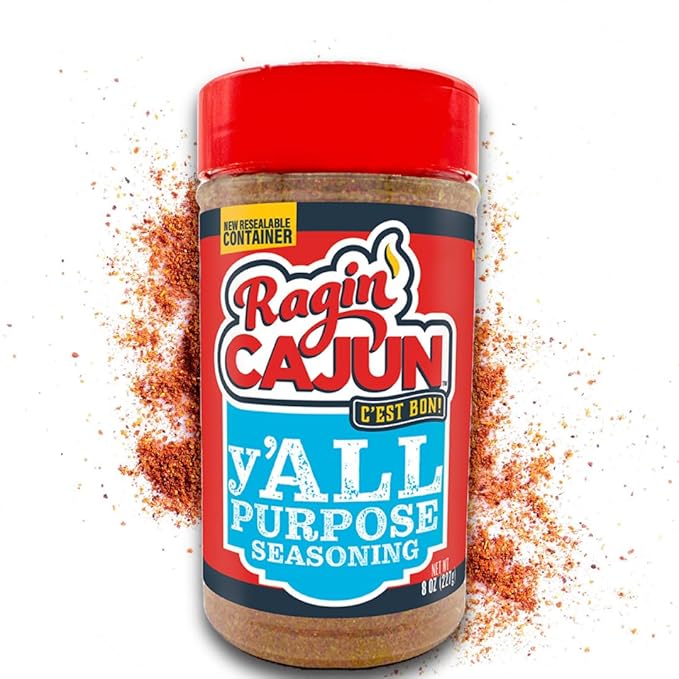 Ragin' Cajun y'ALL PURPOSE Seasoning - 8 oz Shaker - Pack of 2, Low Sodium, No MSG - Mild Louisiana