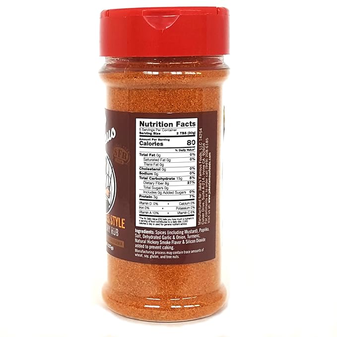 Jake?™s Famous Memphis Rub, BBQ Rub 4.5 Oz, Sugar Free, Gluten Free, Classic Southern Barbecue