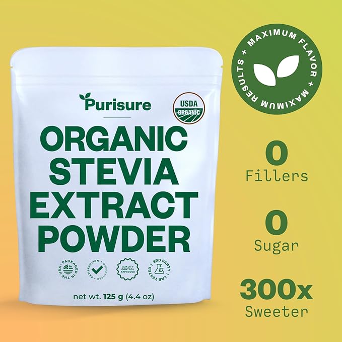 Purisure Stevia Concentrated Powder,125 g, Premium Zero Calorie Sweetener - Powdered Pure Stevia