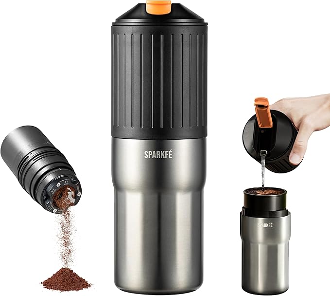 Portable Pour Over Coffee Maker, Rechargeable Electric Grinder with Stainless Steel Conical Burr