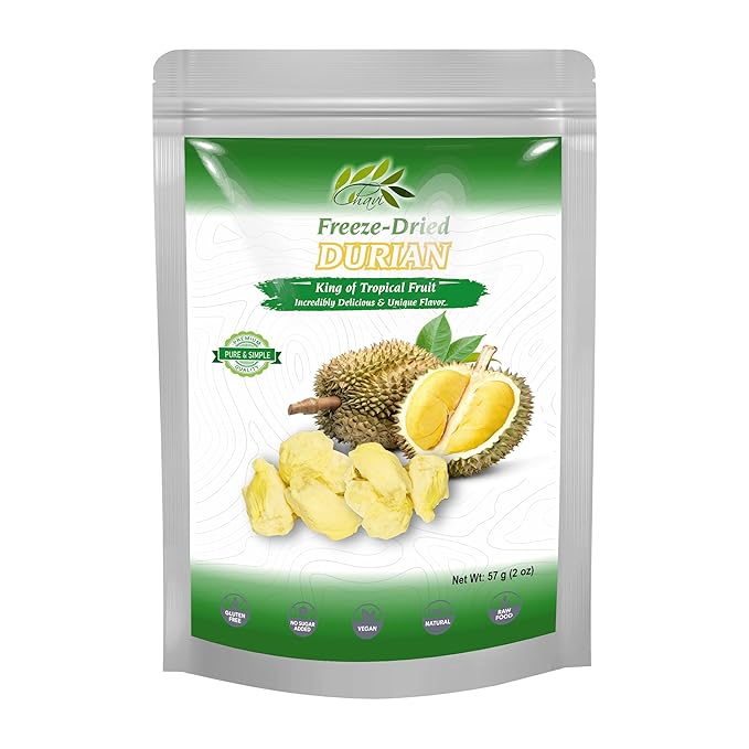 CHAVI Freeze-Dried Durian (King of Fruits) - 2 Oz - Healthy 1 Ingredient Superfood - Family