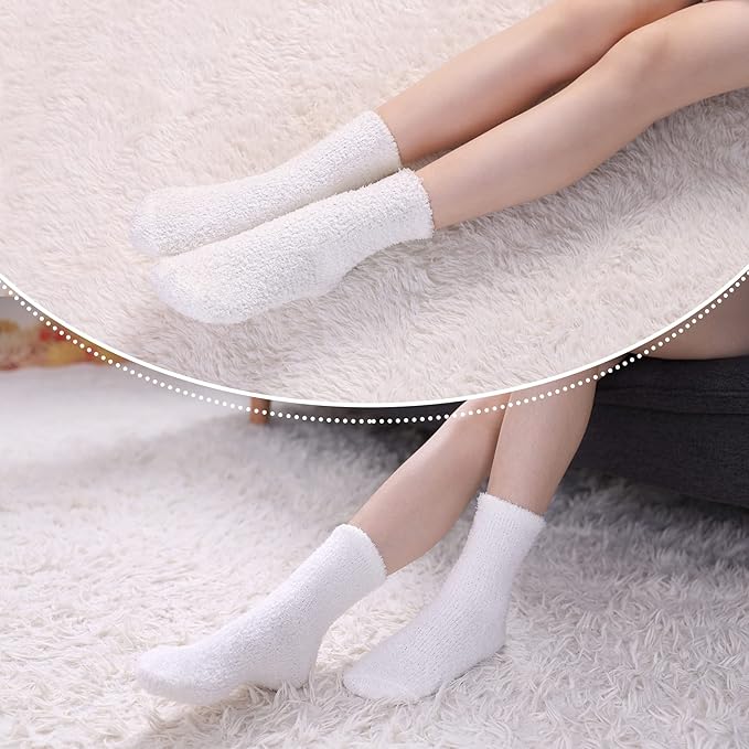 LINEMIN Womens Fuzzy Socks Cozy Fluffy Winter Warm Slipper Socks Microfiber Soft Home Sleeping Socks