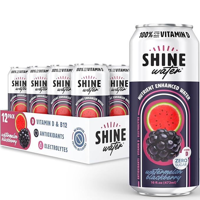 ShineWater Vitamin D Hydration Electrolyte Drink - Flavored Water with Electrolytes, Sugar-Free