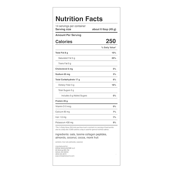 Drink Wholesome Chocolate Meal Replacement Powder | for Sensitive Stomachs | Gut Friendly |