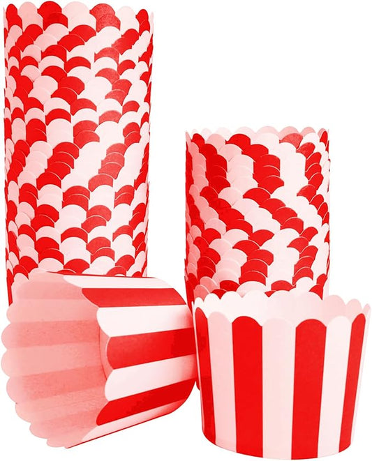 50-Pack Muffin Cups Baking Paper Cup Cupcake Muffins Liners Red and White Stripes Baking Cups