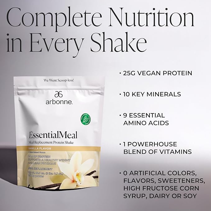 Arbonne EssentialMeal Meal Replacement Shake - Protein Shake, Vegan Protein Powder, Complete Daily