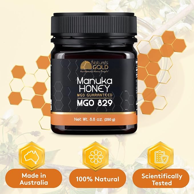 Nature’s Gold Raw Manuka Honey, MGO 829+ | Authentic MGO, Australian Honey, Non-GMO, 100% Pure