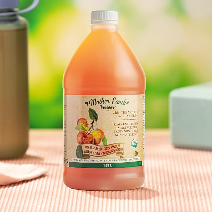 Mother Earth, Organic Apple Cider Vinegar with The Mother, Half Gallon, Fresh Pressed Organic