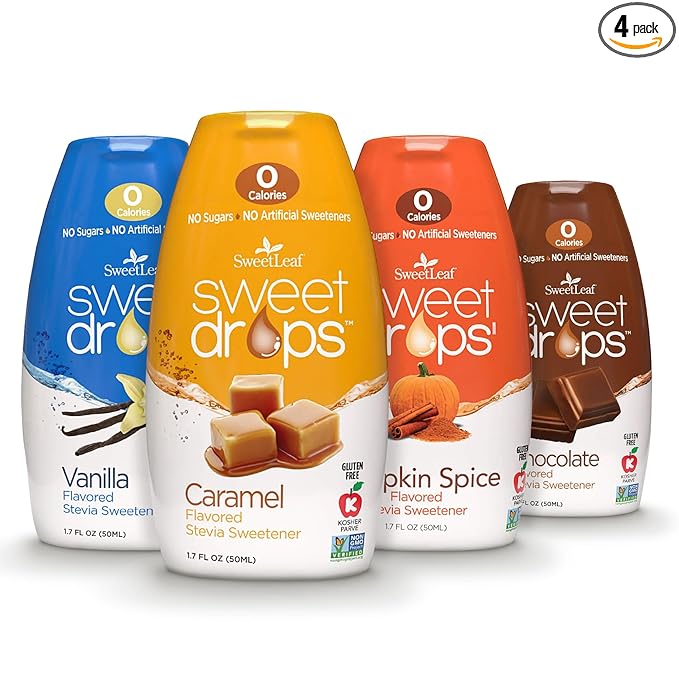 SweetLeaf Sweet Drops - Stevia Liquid Variety Pack, Chocolate, Caramel, Vanilla, Pumpkin Spice