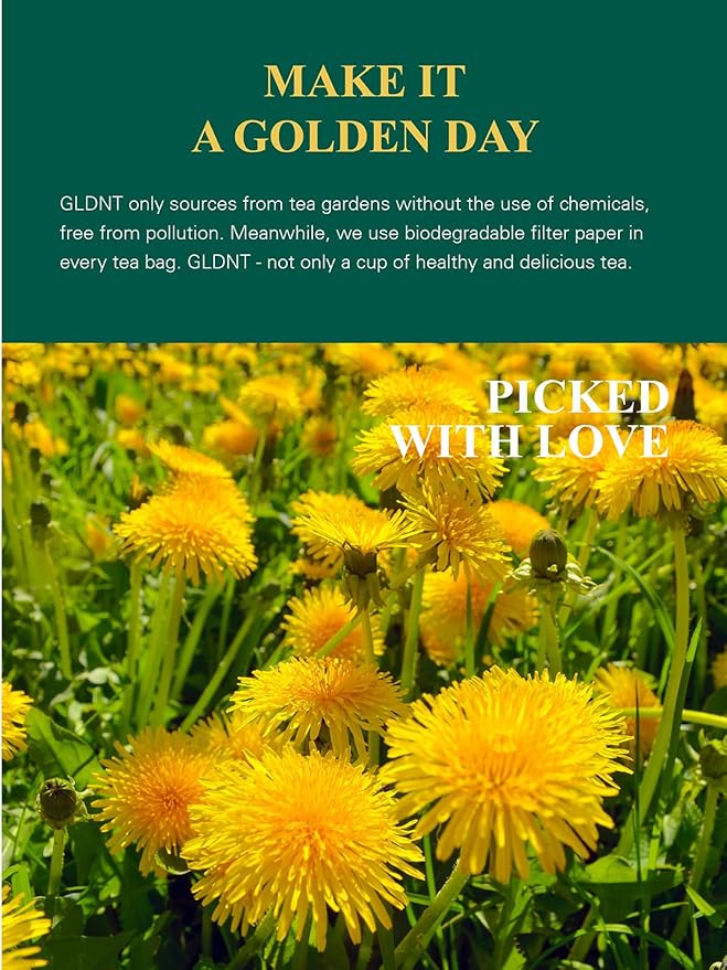 GLDNT Organic Dandelion Root Tea Bags, Premium Organic Raw Dandelion Root Tea, Smooth Taste