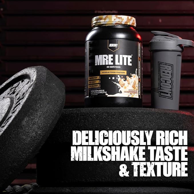 REDCON1 MRE Lite Whole Food Protein Powder, Vanilla Milkshake - Low Carb & Whey Free Meal
