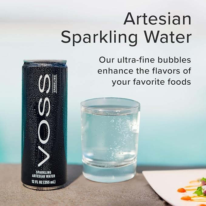 VOSS Artesian Sparkling Water Cans - 3 Pack of 8 – 24 Slim Cans - Pure Carbonated Water Refreshment