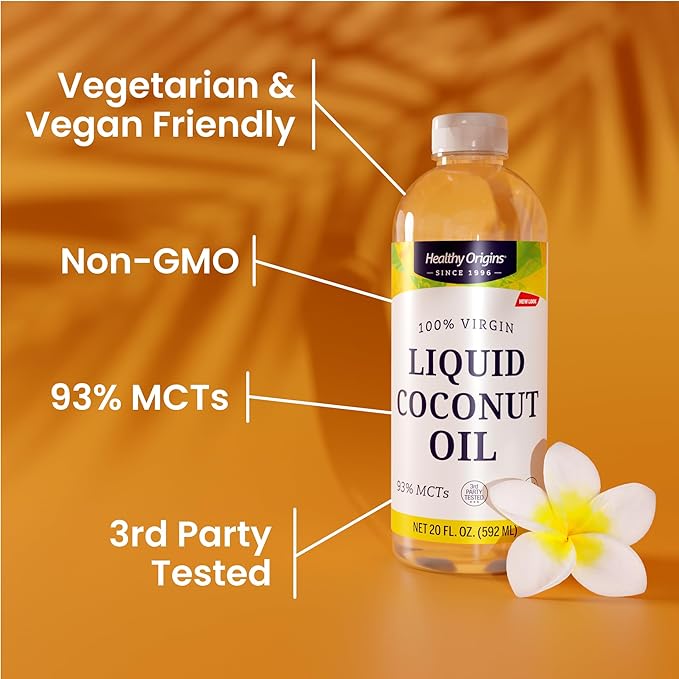 Healthy Origins Coconut Oil, Liquid (100% Virgin) - Virgin, Unrefined, Cold-Pressed Liquid Coconut