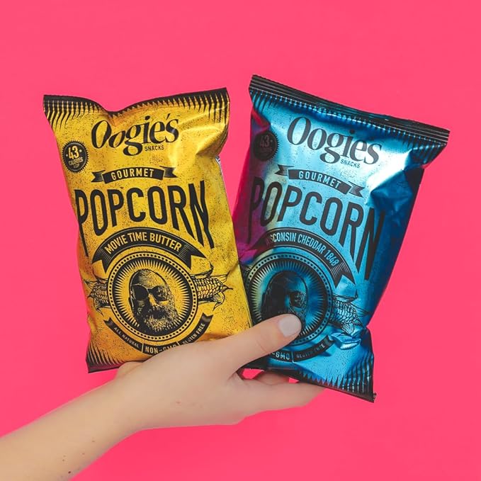 Oogie's Gourmet Popcorn | 20 Pack | Wisconsin Cheddar 1848 Flavor | Gluten Free Popcorn Snacks |