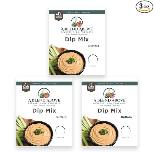 A Blend Above Buffalo Dip Mix, 3 Packs, 1 oz. Each, Makes 16 Ounces, Gluten-Free, No MSG, All