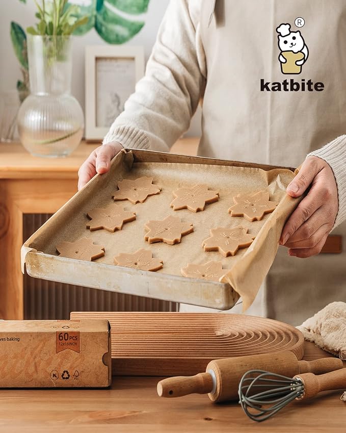 Katbite 12x16 Inch Parchment Paper Sheets, Pre cut Unbleached Baking Paper, Heavy Duty & Non-stick