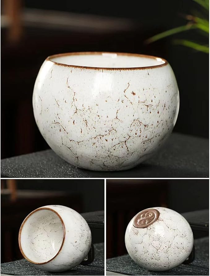 MQjzsh Handmade Chinese Japanese Tea Bowls, Tea Cup Set, 4 Pack, 110ml / 3.7oz for Office, Home