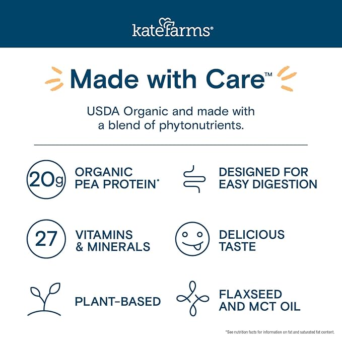 KATE FARMS Organic 1.8 Renal Support Shake, Vanilla, 20g Protein, 27 Vitamins and Minerals