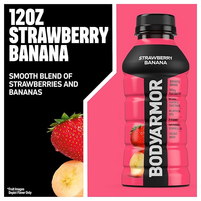 BODYARMOR Sports Drink Sports Beverage, Strawberry Banana, Coconut Water Hydration, Natural Flavors