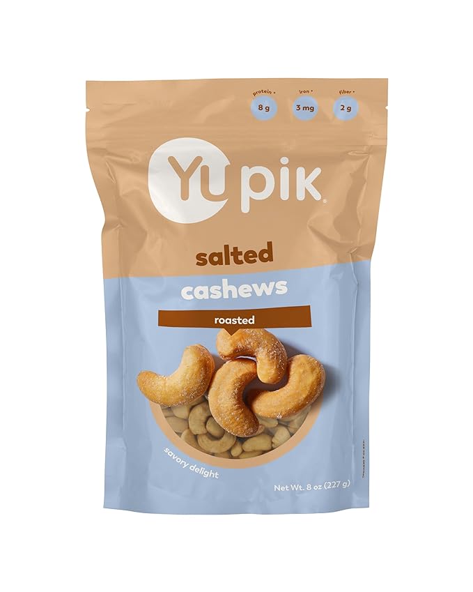 Yupik Roasted Salted Whole Cashews, 8 Oz, Gluten-Free, Kosher, Crunchy Cashews with Sea Salt