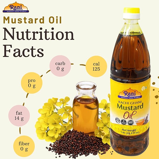 Rani Mustard Oil (Kachi Ghani) 16.9 Ounce (500ml) NON-GMO | Gluten Free | Vegan | 100% Natural |