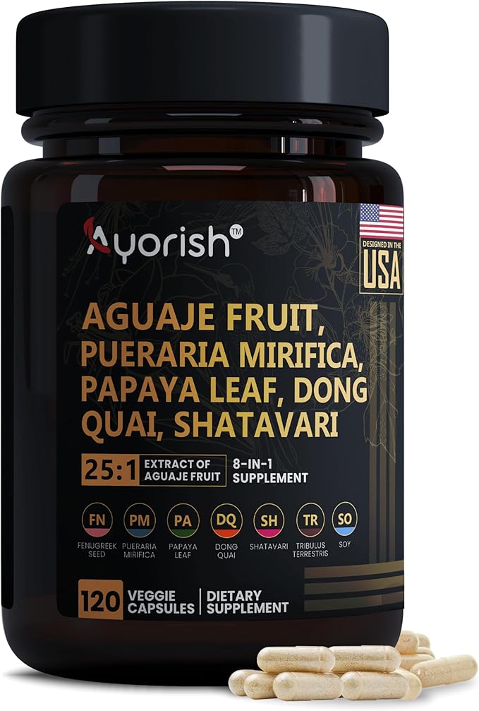 Aguaje Fruit Supplement1000mg 25:1 with Pueraria Mirifica, Papaya Leaf, Dong Quai, Shatavari, Wild