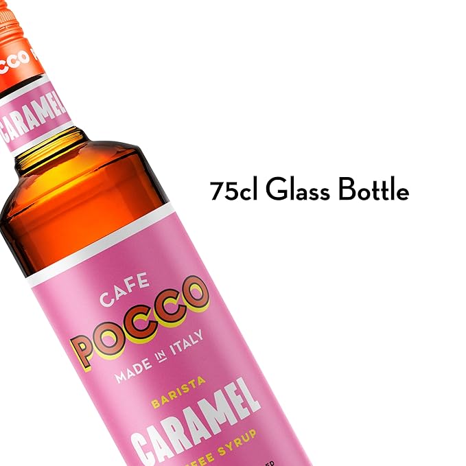 Cafe Pocco Caramel Syrup 750ml Glass Bottle (1 Bottle, Caramel)