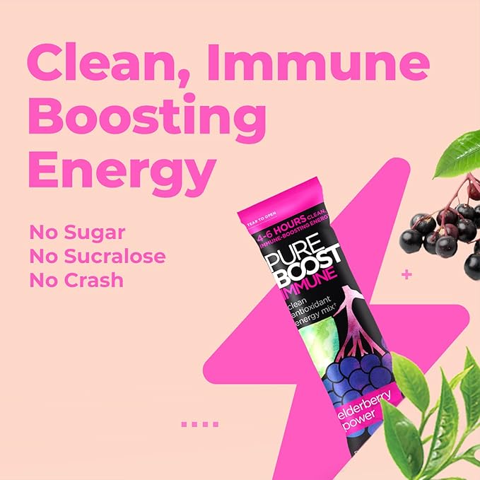 Pureboost Immune Clean Energy Booster, Refreshing Energy Drink Mix and Immunity Supplement with