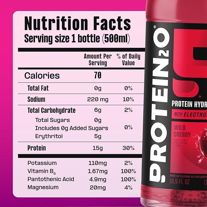 Protein2o Hydration Drink - 2-in-1 Liquid Clear Whey Protein Isolate and Electrolyte Drink - 15g