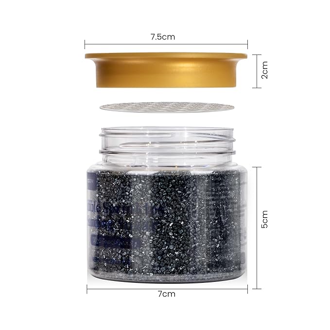 Edible Black Sprinkles, Sanding Sugar Crystals, 150g, Black Sugar Sprinkles for Cake Decorating