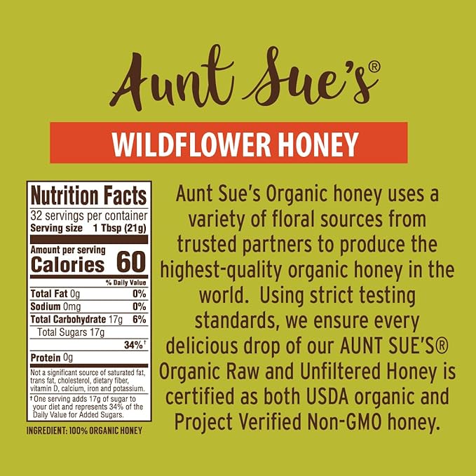 Aunt Sue Raw & Unfiltered Organic Honey From Brazil, 16 oz
