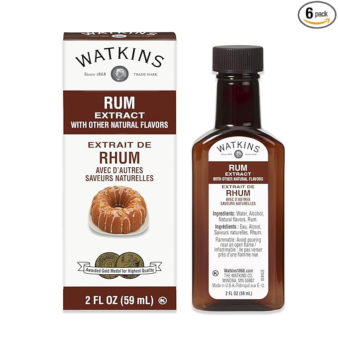 Watkins Rum Extract with Other Natural Flavors, 2 oz. Bottles, Pack of 6 (Packaging May Vary)