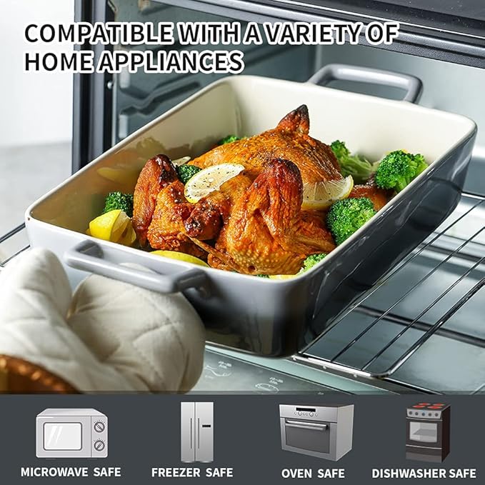 KOOV Bakeware Set, Ceramic Baking Dish, Rectangular Baking Pans for Cooking, Cake Dinner, Kitchen