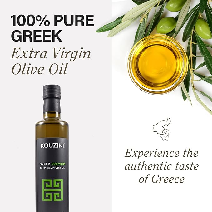 (3 Pack Premium) Kouzini Greek Premium Extra Virgin Olive Oil, Cold Pressed, Single Origin, Rich
