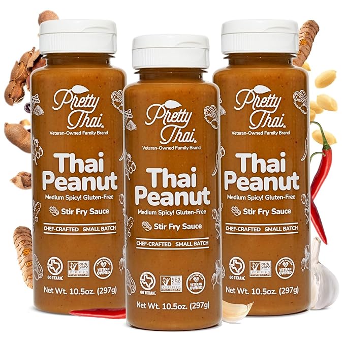 Pretty Thai Peanut Sauce, Gluten Free Certified Non-GMO Vegan Authentic Stir Fry, Dressing, Rice