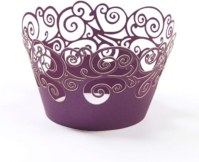 Cupcake Wrappers, KPOSIYA 100 Pack Cupcake Wraps Filigree Artistic Bake Cake Paper Cup Little Vine