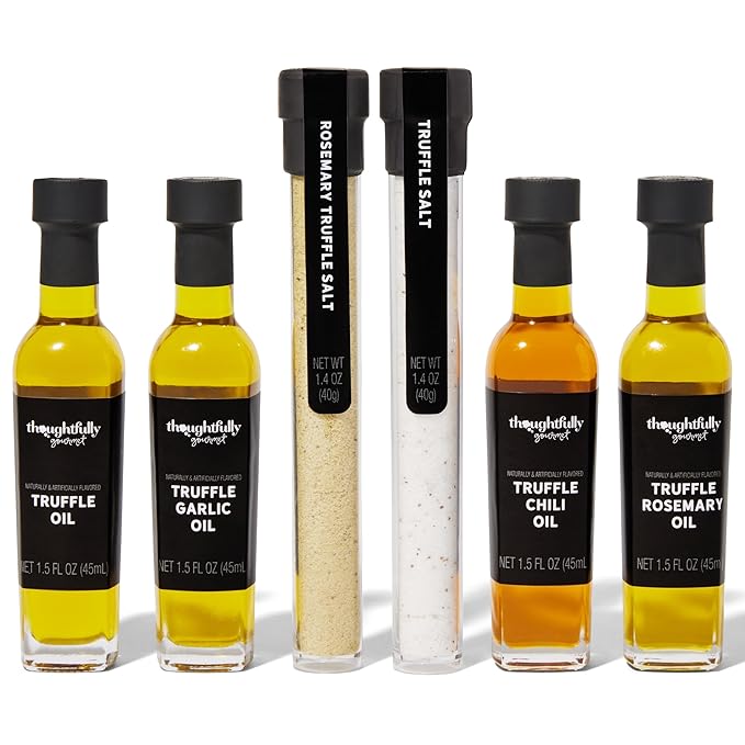 Thoughtfully Gourmet, Truffle Salt & Olive Oil Gift Set, Includes 4 Premium Extra Virgin Olive Oil