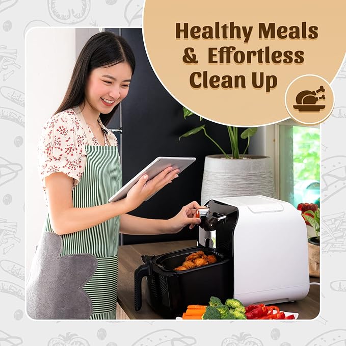 Reusable Square Silicone Air Fryer Liners (8.5 Inch, 3 Pack) by Linda’s Essentials - Non-Stick
